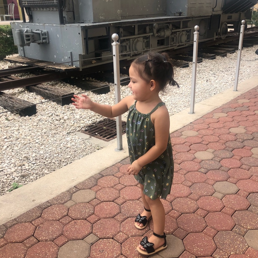 Olive Green Floral Dress